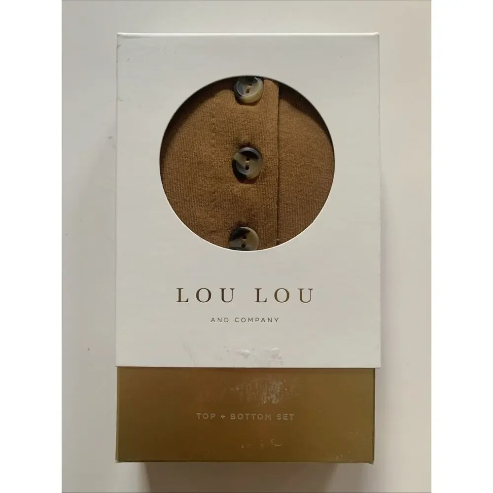 Lou Lou & Company Owen Top + Bottoms Set 3M Light Camel Brown NWT